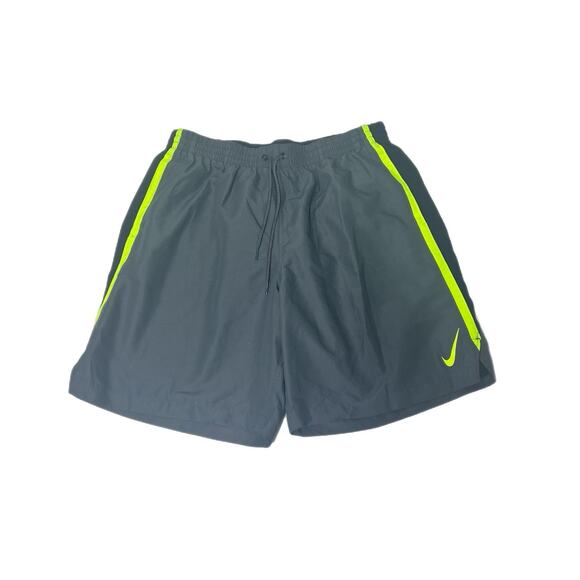 Nike Swim Trunks Men’s Size XL Gray Green Accents Lined Pockets Drawstring Waist - Picture 1 of 11